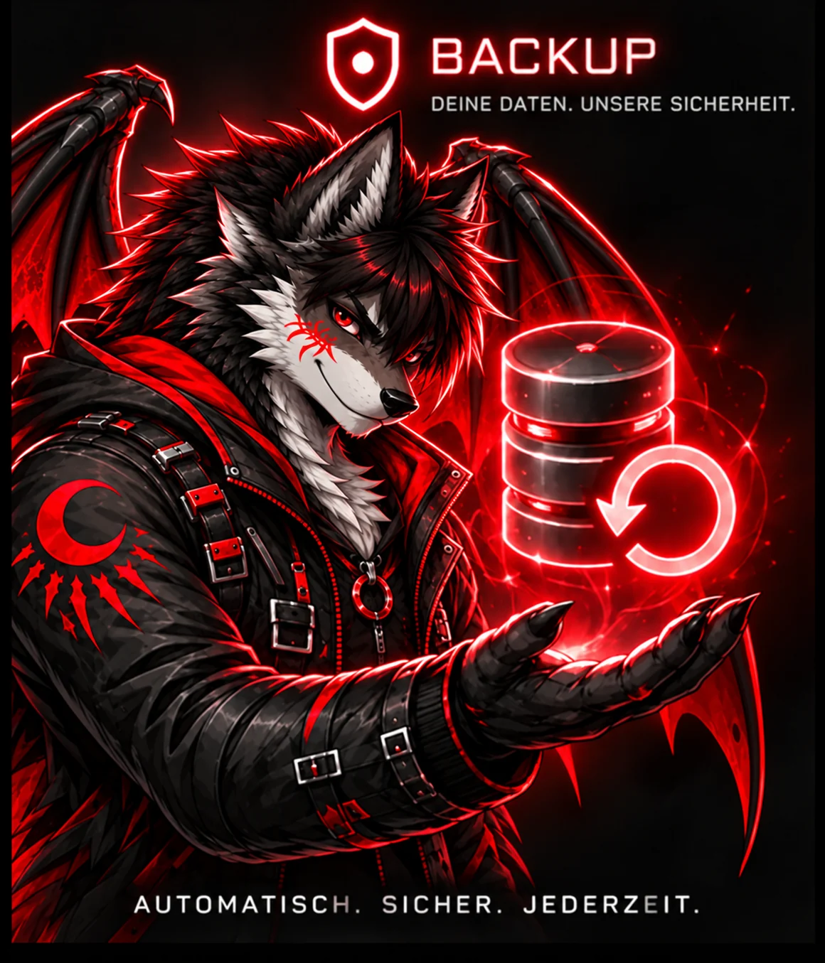 Dragon Host Charakter mit Backup-Motiv