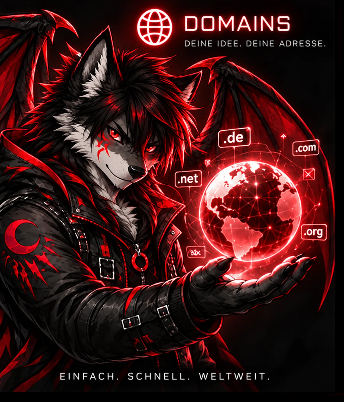 Dragon Host Charakter mit Domain-Motiv