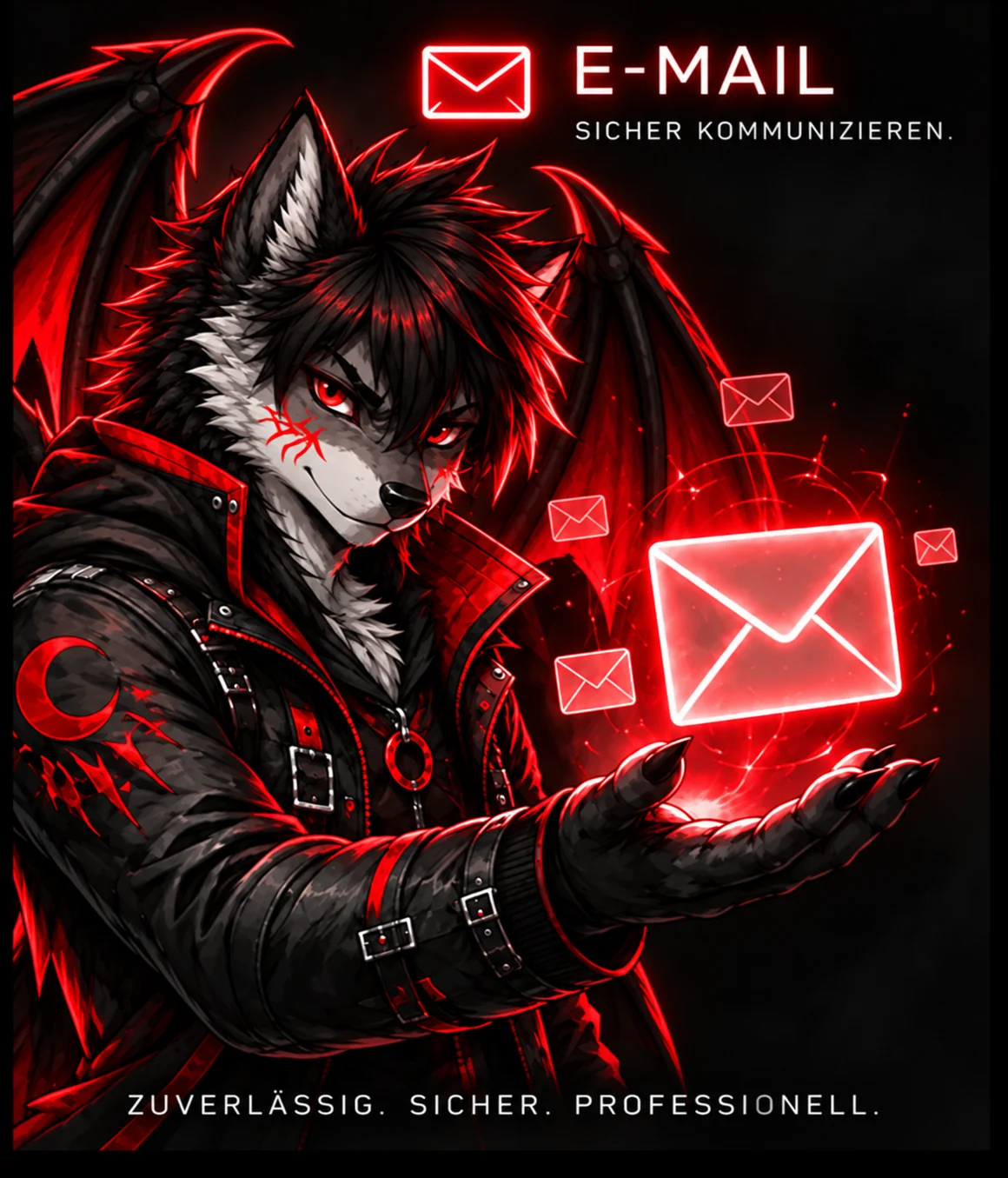 Dragon Host Charakter mit E-Mail-Motiv
