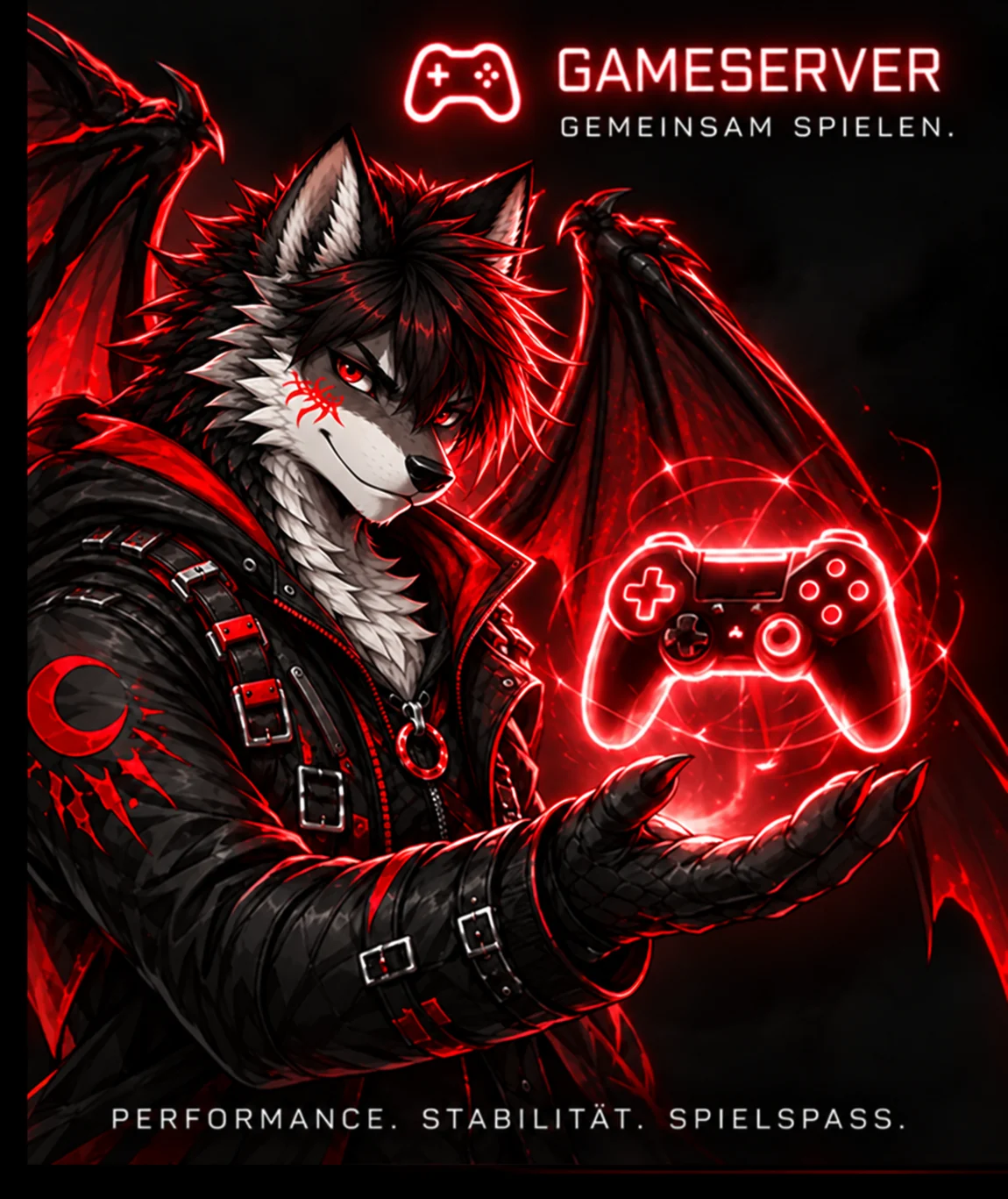 Dragon Host Charakter mit Gameserver-Motiv
