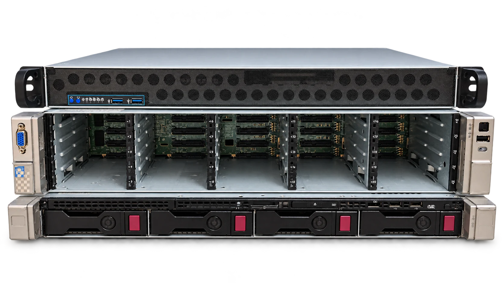Drei Rackserver aus der eingesetzten Infrastruktur